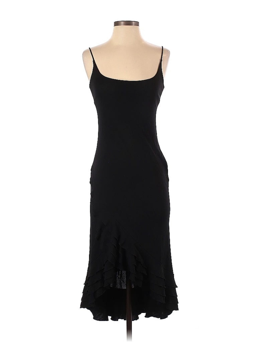 DKNY petite black maxi dress with flowy ruffle hem